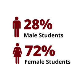 信息图:28%男学生，72%女学生