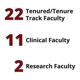 信息图表:22个终身教职，11个临床教职，2个研究教职