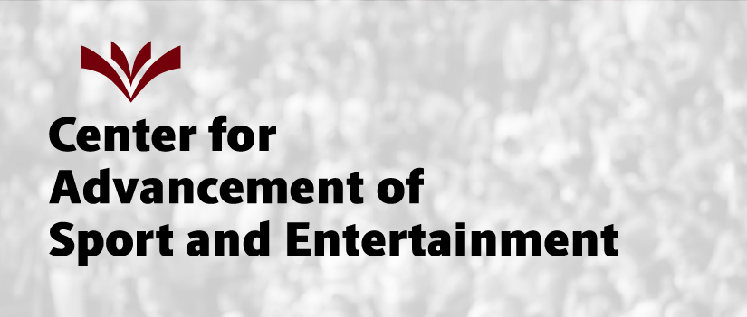 “体育娱乐管理促进中心”字样后面的模糊黑白粉丝图像